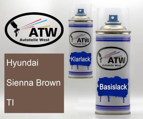Hyundai, Sienna Brown, TI: 400ml Sprühdose + 400ml Klarlack - Set, von ATW Autoteile West.